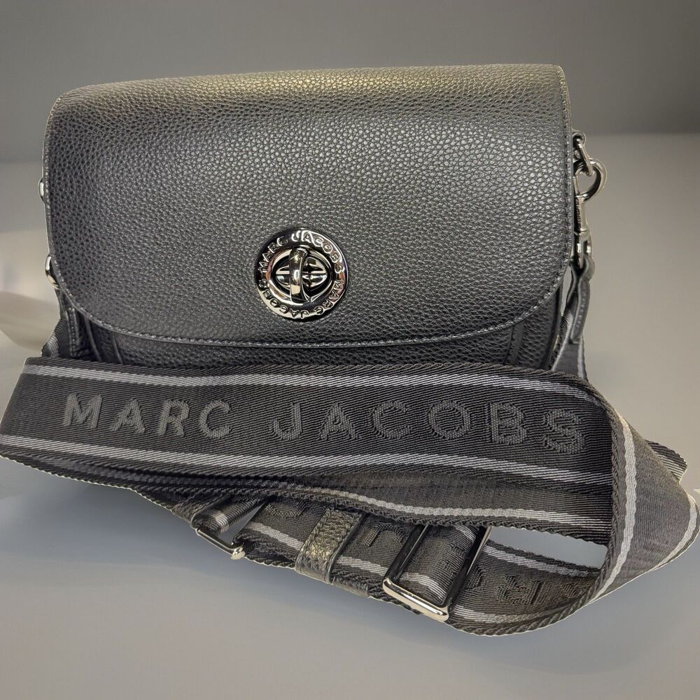 Marc Jacobs The Turn Lock Saddle Leather Crossbody Bag, Black - Excellent Shape